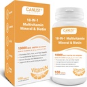 Hair Skin and Nails Multi-Vitamin with Biotin for Men & Women - 100 Tablets Free of Gluten, Dairy, and Soy