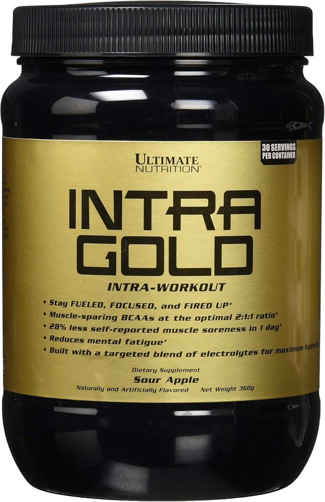 Nutrition Intra Gold Workout Energy Supplement with Electrolytes, Carnitine, Ornithine, and Aspartate - 30 Servings, Sour Apple Flavor