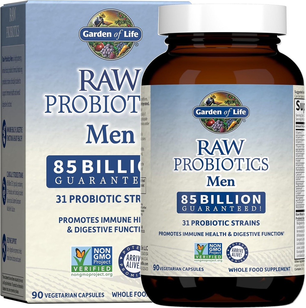 Garden of Life RAW Probiotics Men - 90 Vegetarian Capsules for Digestive Health