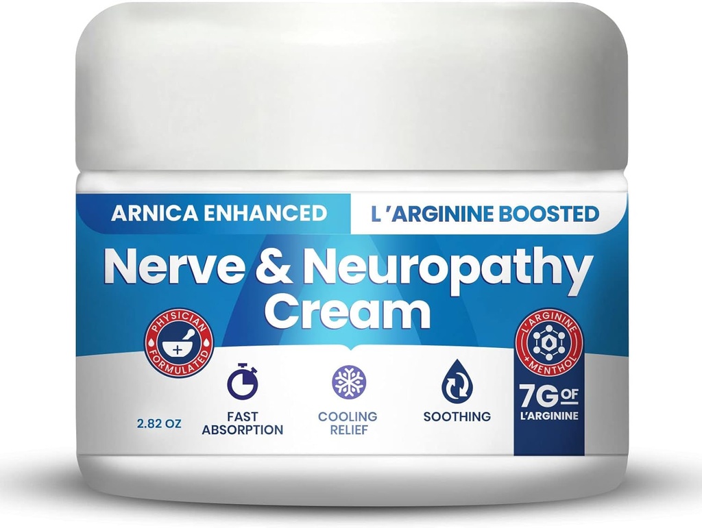 Maximum Strength Neuropathy Cream with Arnica and L’Arginine for Foot, Hands, Legs, and Toes Relief - 2.82oz Formula with Vitamin B6, MSM, and Aloe