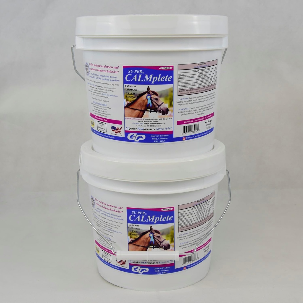 4lb (2 Pack) SU-PER CALMplete Horse Supplement with Thiamine, Tryptophan & Magnesium for Calmness & Balanced Behavior