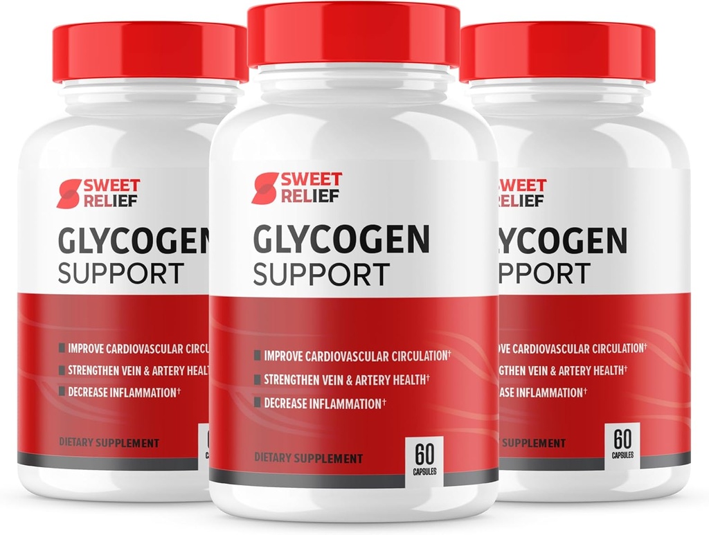 Sweet Relief Glycogen Support Capsules - Advanced Blood Vessel Supplement Formula - 3 Pack