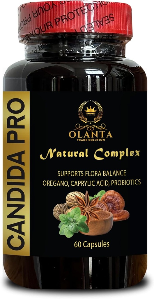 Candida Detox Complex with Caprylic Acid, Wormwood, and Reishi Mushroom - Natural Cleanse Supplement - 60 Capsules