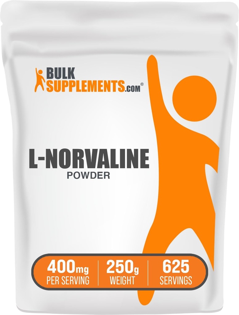 L-Norvaline Powder Supplement - Nitric Oxide Booster, Amino Acid Blend - Gluten Free, 400mg per Serving, 250g (8.8 oz) Pack