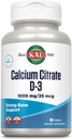 Calcium Citrate with Vitamin D Tablets, 1000 mg, 90 Count - High Potency Supplement