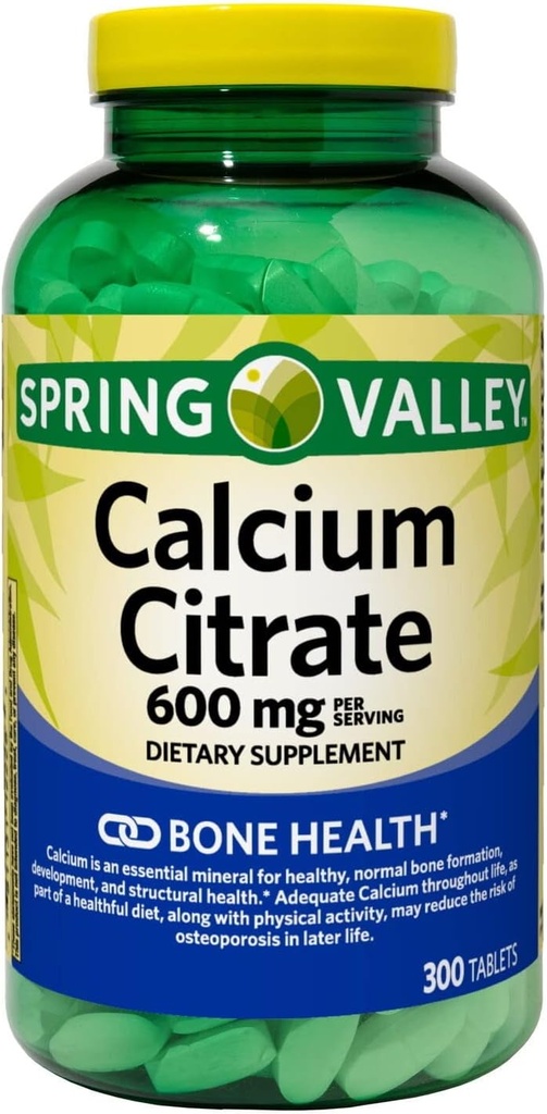 Calcium Citrate Tablets 600 mg - 300 Count Dietary Supplement for Bone Health