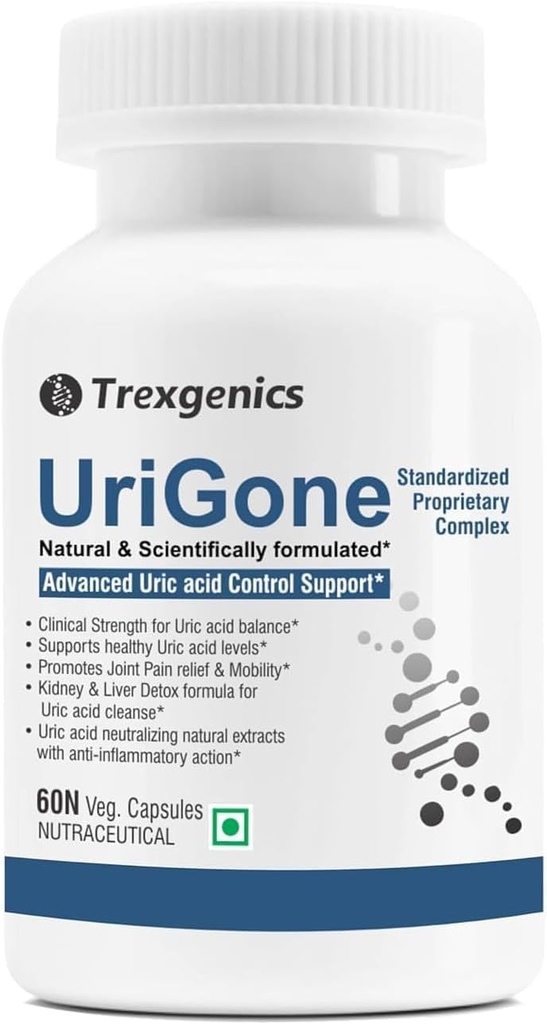 URIGONE Advanced Uric Acid Support Supplement - Natural Formula (60 Vegetarian Capsules)