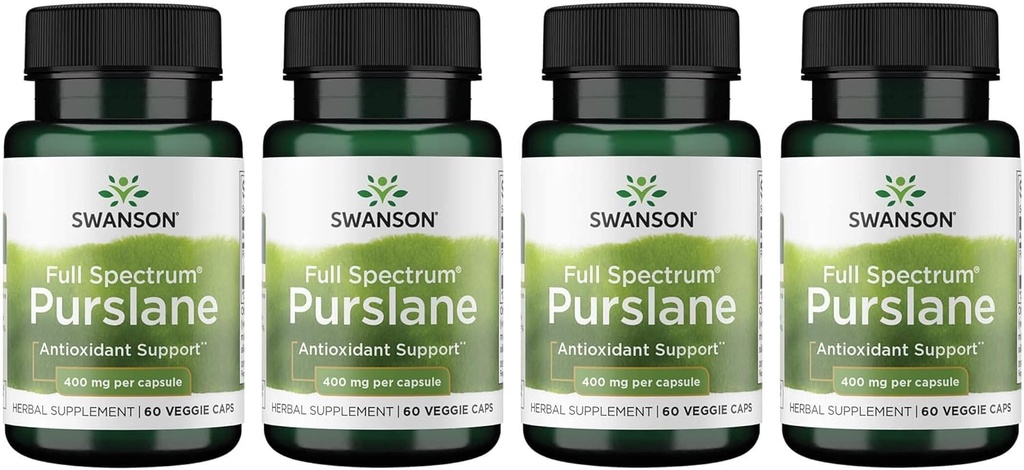 4 Pack Swanson Full Spectrum Purslane 400mg 60 Veg Capsules - Natural Antioxidant Support