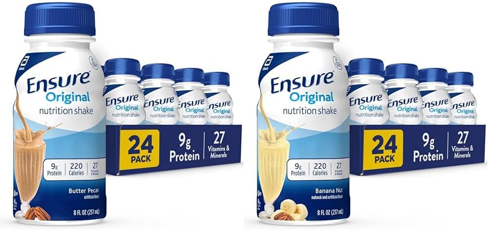 Original Butter Pecan & Banana Nutrition Shakes - 24 Pack Bundle for Meal Replacement