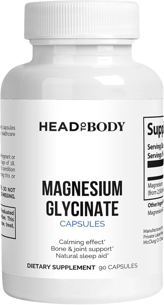 Chelated Magnesium Glycinate Capsules - 90 Count for Relaxation, Sleep & Stress Relief - Vegan, Non-GMO, Gluten-Free