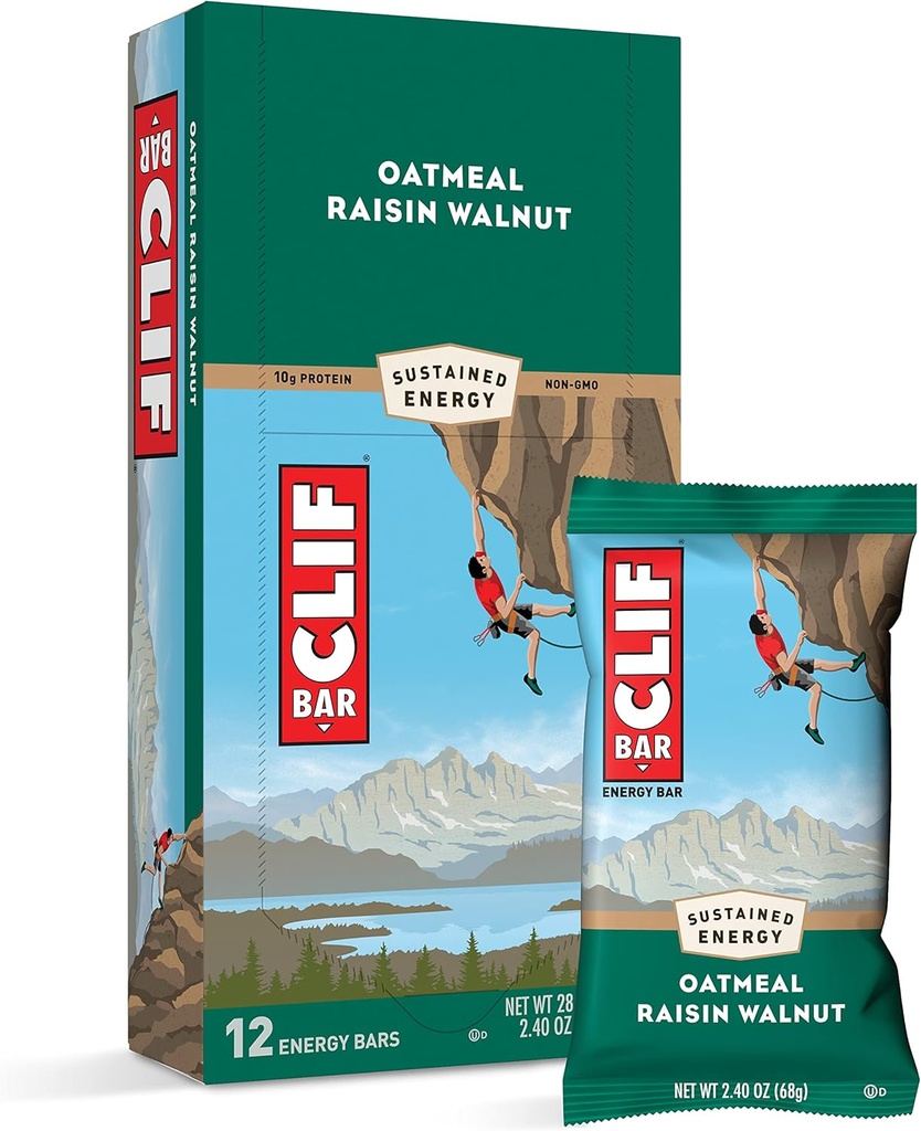 Organic Oatmeal Raisin Walnut Energy Bars - Plant Based & Vegetarian - Kosher - 2.4 oz Protein Bars (12 pack)