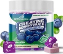 Openovomins Creatine Monohydrate Soft Chews Complex 6400mg with L-Taurine and Vitamin B12 - Sugar Free Blueberry Supplement for Men and Women, 60 Chewables