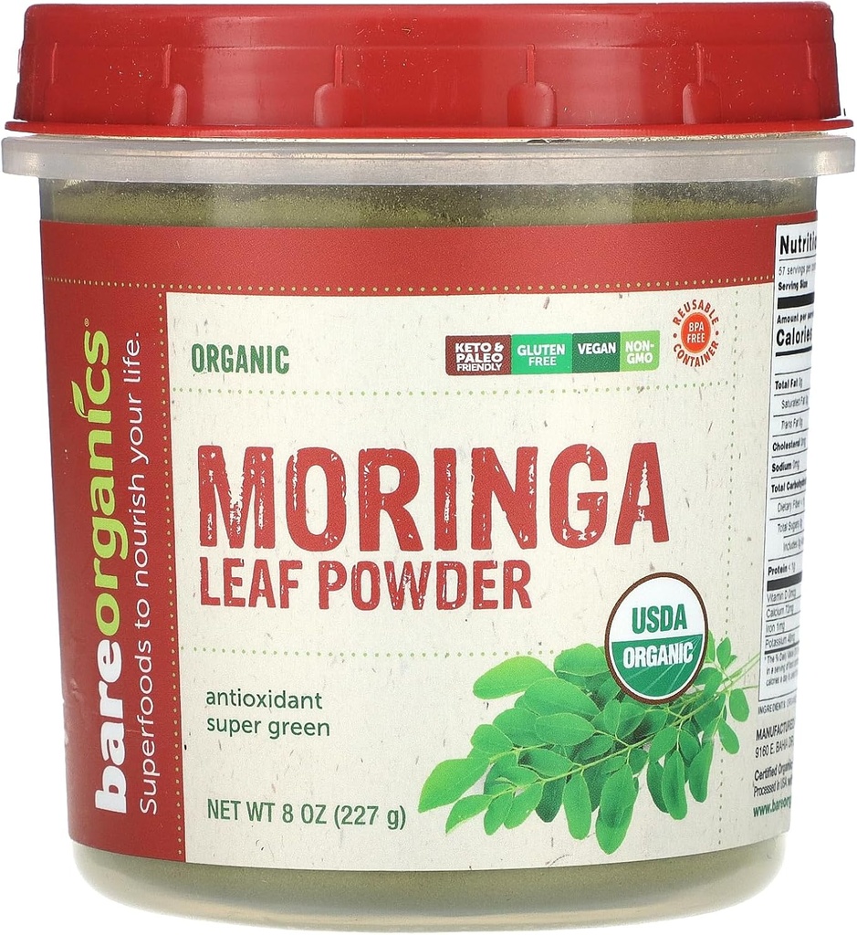 Organic Vegan Moringa Leaf Superfood Powder - 8 Ounces by BareOrganics