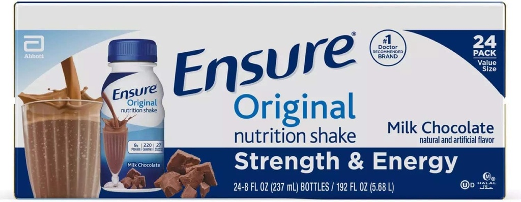 Ensure Original Nutrition Shake Chocolate Milk - 192 Fl Oz (Pack of 24) - 8 oz bottles