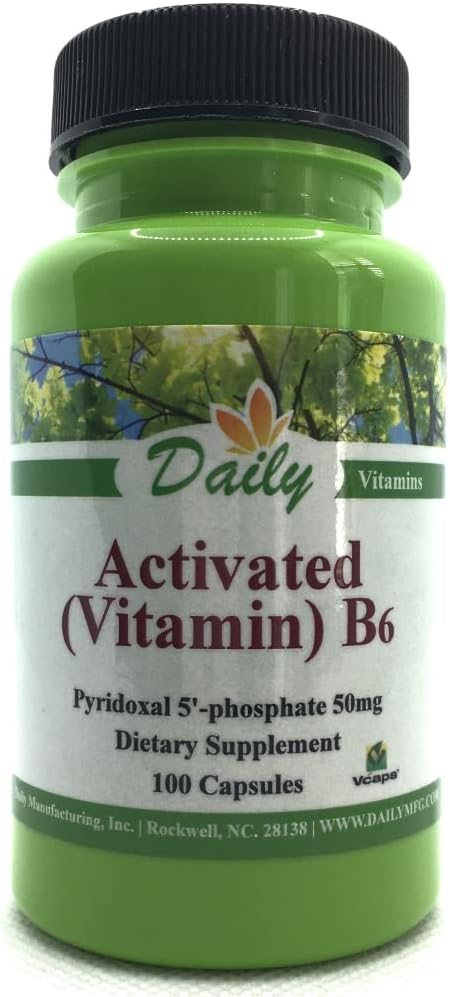 Vegan Daily Manufacturing Activated Vitamin B6 Supplement - 100 Capsules at 50 mg