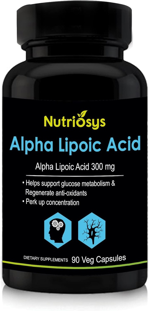 Nutriosys Alpha Lipoic Acid Supplement - 300mg - 90 Vegetarian Capsules - Single Pack