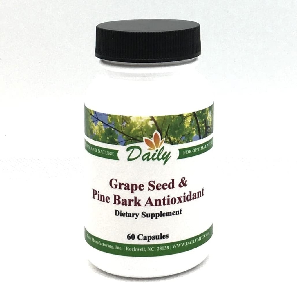 Daily Manufacturing OPC & Citrus Bioflavonoids Capsules - Grape Seed & Pine Bark Extracts - 60 Vegetarian Capsules