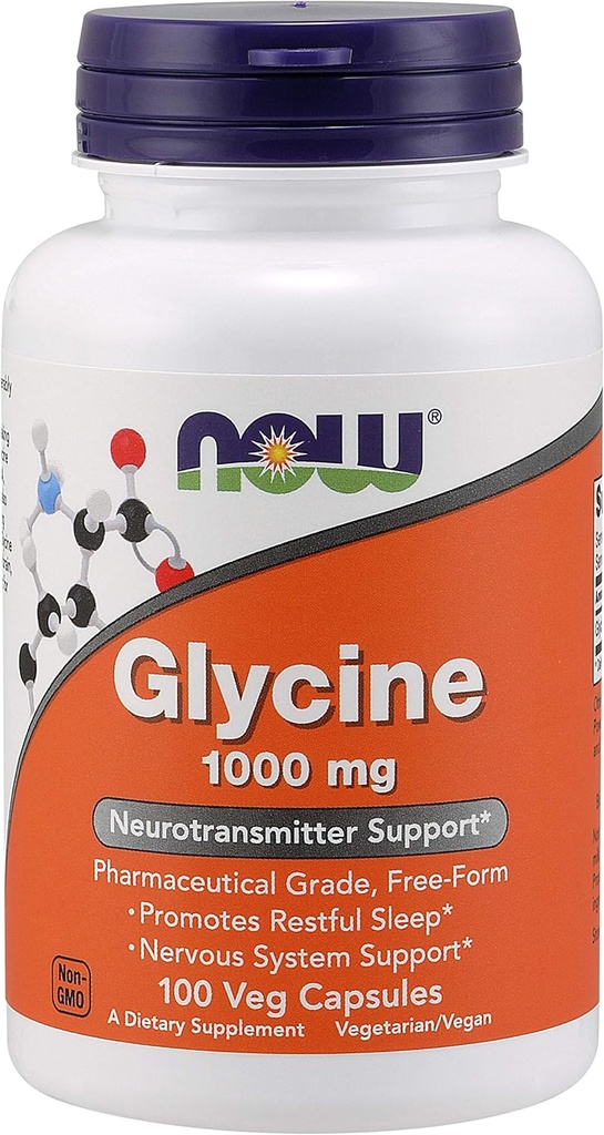 NOW FOODS Glycine Capsules - 100 Count Bottle