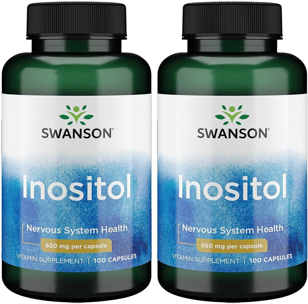 2 Pack Swanson Premium Brand Inositol 650 mg 100 Capsules