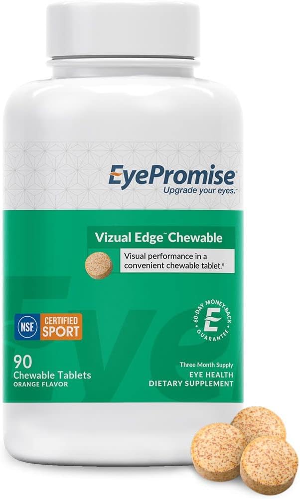 EyePromise Vizual Edge Chewable Eye Vitamin - NSF Certified Sport Performance Formula - 3 Month Supply, Citrus Flavor