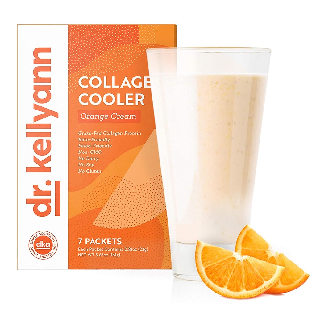 Dr. Kellyann Orange Cream Keto Shake Packets - 7 Servings, 15g Protein, Grass-Fed Collagen, Keto & Paleo-Friendly