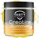 90g Tasty Gains Creatine Gummies - Build Muscle & Boost Strength - Workout Supplements for Men & Women - Made in USA - Non GMO - Vegan Friendly - Pineapple Mango Flavor