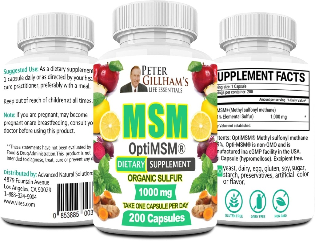 Peter's Choice MSM 1000mg Capsules - Pure Joint & Tissue Health Support - USA Made