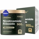 NAD Nicotinamide Riboside Supplement with Resveratrol & Quercetin - 900 mg Capsules for Anti-Aging, Energy, Focus (80 Count)
