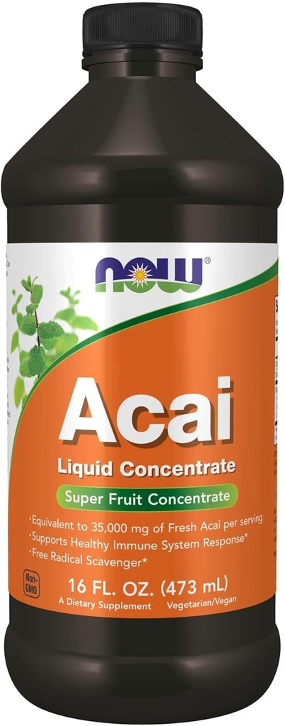 NOW Foods Acai Liquid Supplement - Immune System Support - Super Fruit Concentrate - 16-Ounce Bottle