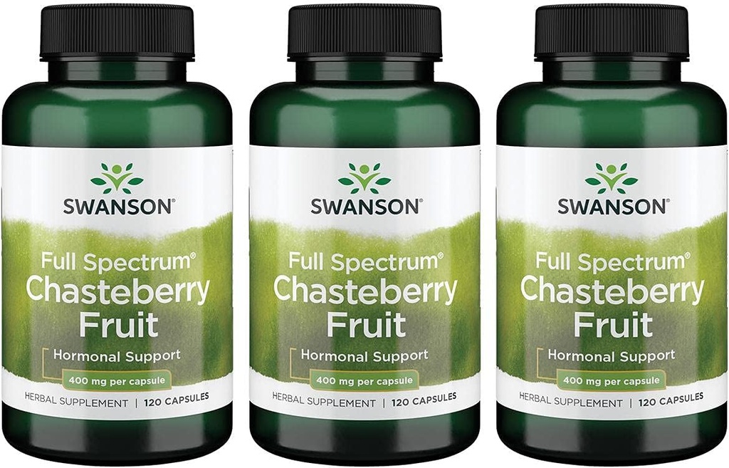 Chasteberry Fruit Supplement for Women's Health - Menopause & Menstrual Support - Promotes Balance & Healthy Skin - 120 Capsules, 400mg - Pack of 3