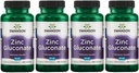Swanson Zinc Gluconate Tablets - Mineral Supplement for Prostate, Vision, & Immune Health - Optimal Absorption - (250 Tablets x 30mg) 4 Pack