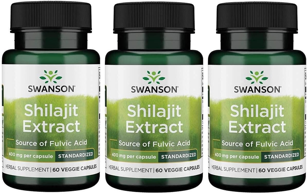 Shilajit Extract Capsules for Cell Growth Support - Herbal Supplement for Wellness - 400mg (60 Veg Caps) - Pack of 3