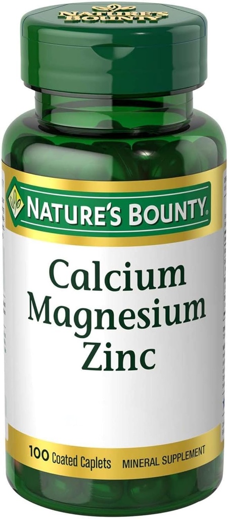100 Count Nature's Bounty Calcium, Magnesium & Zinc Caplets for Bone Health and Immune Support