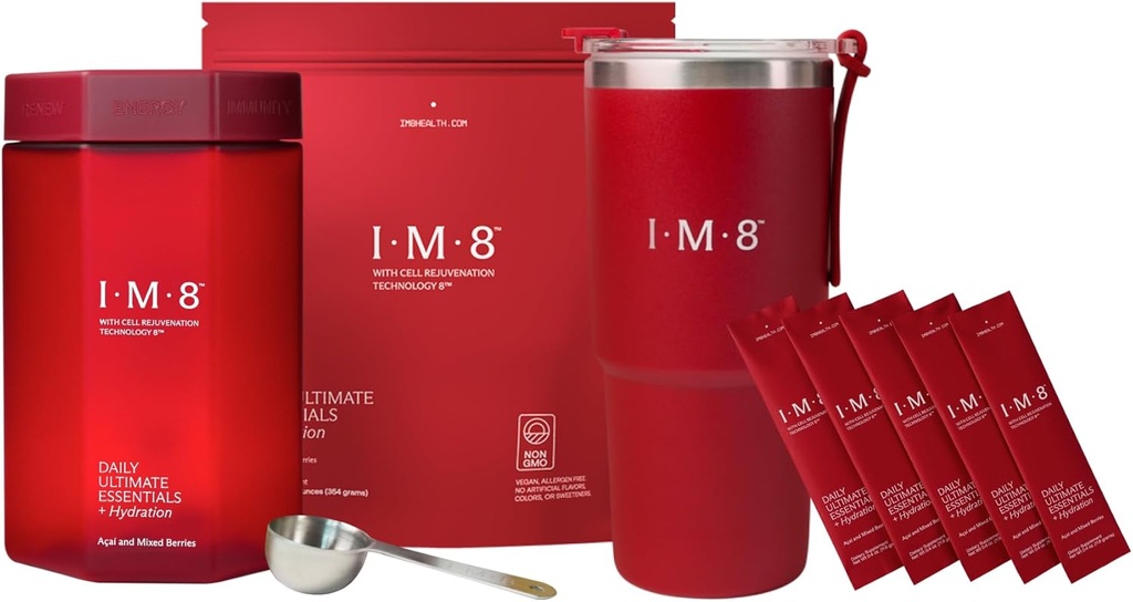 Beckham Stack Starter Kit: IM8 Longevity NAD & Essentials Multivitamin Powder for Anti Aging & Wellness (30 Servings)