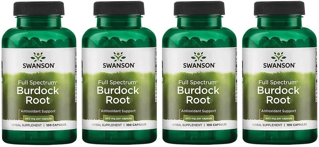 Swanson Burdock Root Detox Capsules - Kidney & Liver Support - Antioxidant Herbal Supplement - Boost Immune System - 100 Capsules x 4 Pack