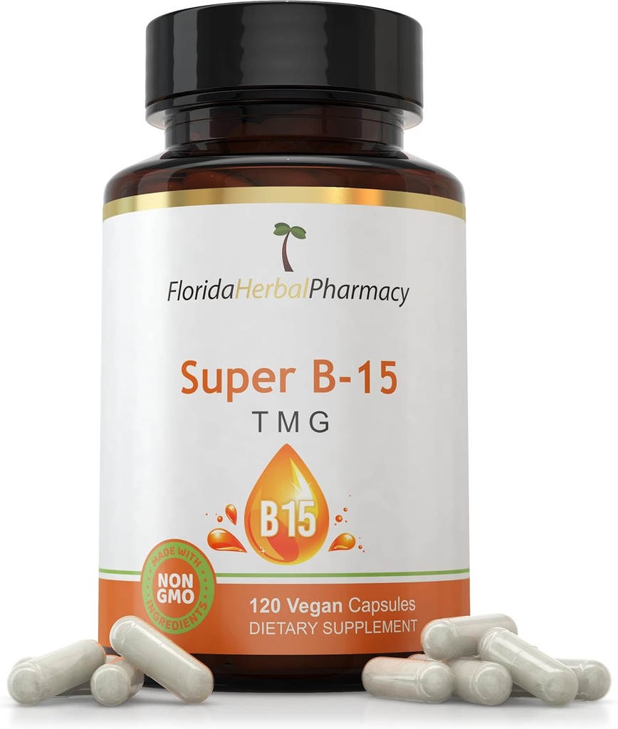 Pack of 3 Florida Herbal Pharmacy Super B-15 TMG Capsules with Pangamic Acid