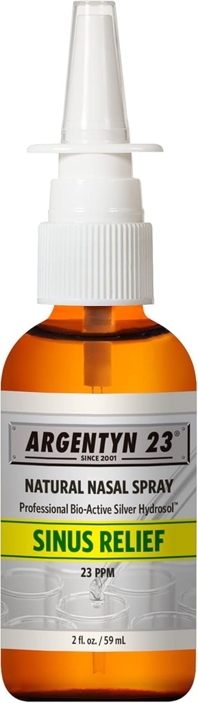 Professional Strength Argentyn 23 Bio-Active Silver Hydrosol Nasal Spray for Sinus Relief, 23ppm, 2oz