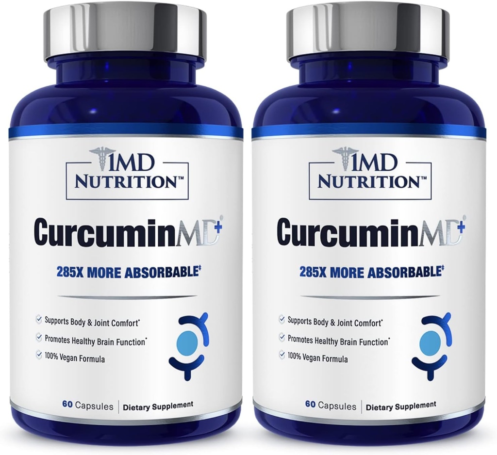 CurcuminMD Plus by 1MD Nutrition - Enhanced Absorption Turmeric Curcumin with Boswellia Serrata - Joint Support, Muscle Recovery, Mood Boost - 240 Capsules