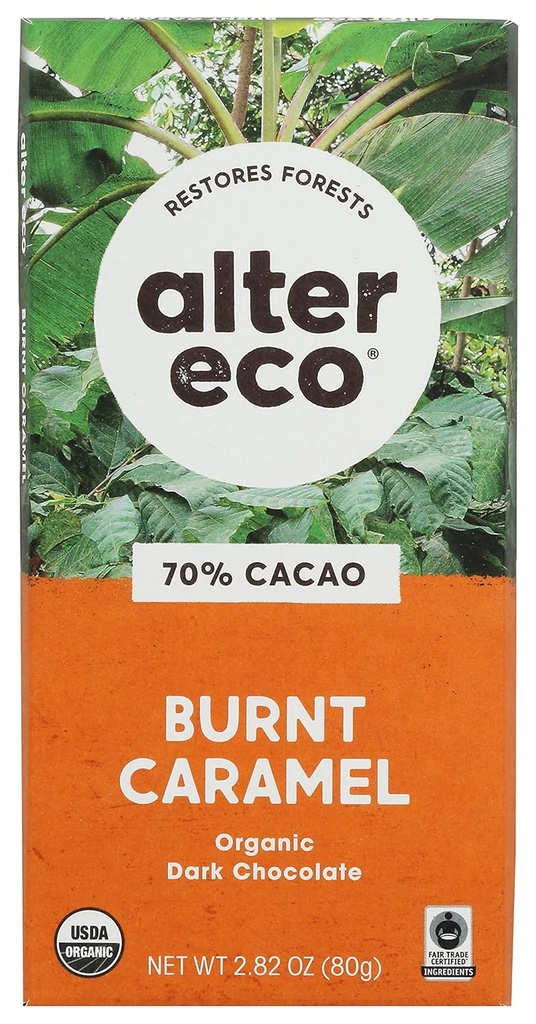 Organic Alter Eco Dark Chocolate Bar with Salted Burnt Caramel - 2.82 Oz, Pack of 12
