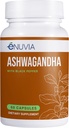 60 Capsules of eNUVIA Ashwagandha Supplement - Natural Relief and Stamina Support with Black Pepper Extract for Enhanced Absorption - Vegan and Made in the USA