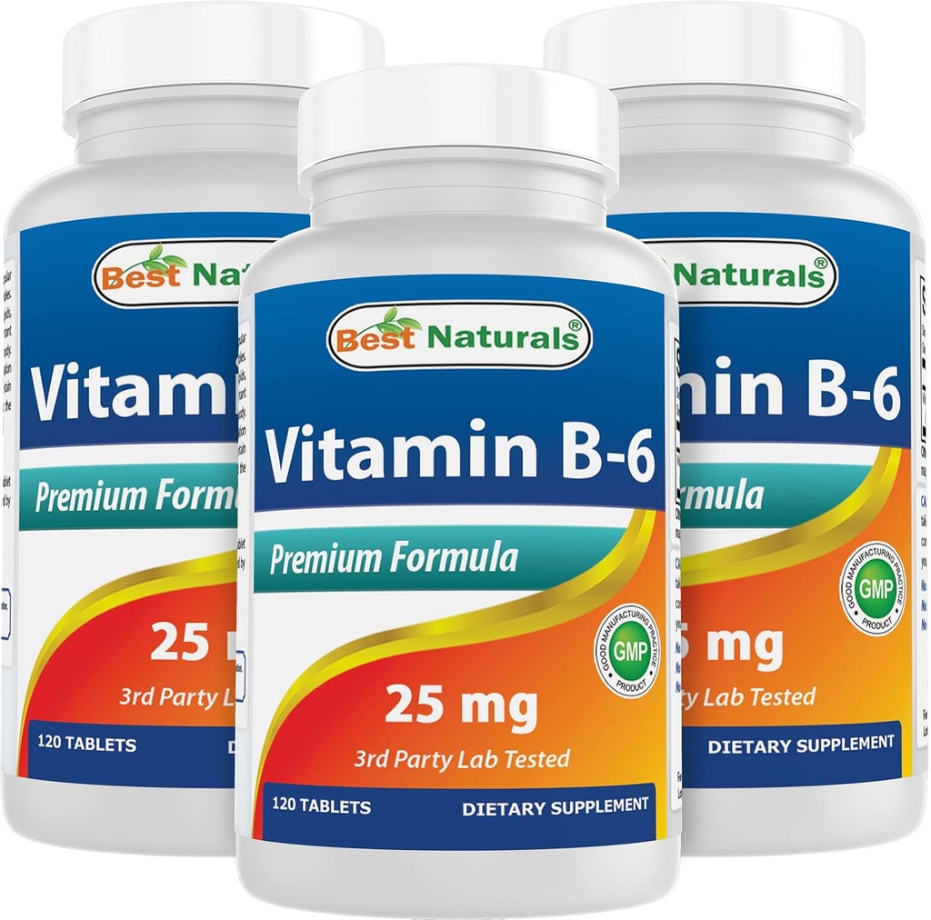 High-Quality Best Naturals Vitamin B6 25mg Tablets - 360 Tablets in Total