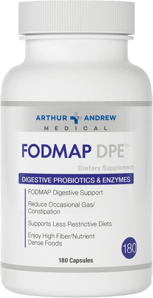 Arthur Andrew Medical FODMAP DPE Digestive Probiotics Enzymes 180 Capsules Vegan Non-GMO Relief for FODMAP Intolerance Fermentable Foods