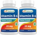 120 Tablets Best Naturals Vitamin B6 25mg - Pack of 2