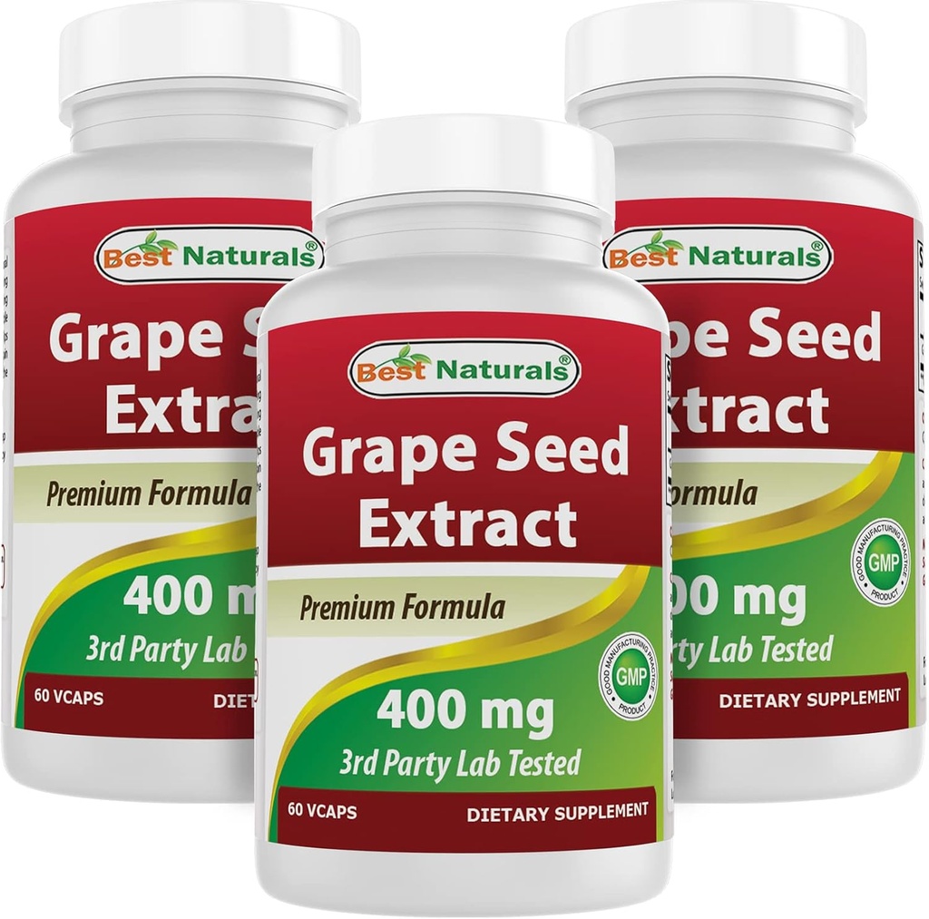 Grape Seed Extract 400mg - 180 Vcaps - Best Naturals - Pack of 3