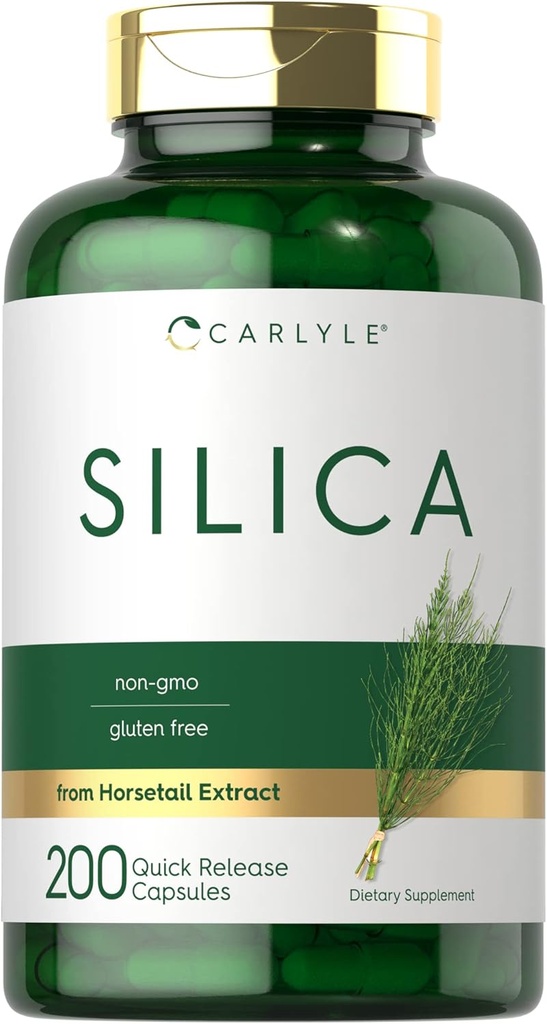 Horsetail Extract Silica Supplement Capsules | 200 Count | Non-GMO & Gluten Free by Carlyle