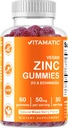 60 Vegan Zinc Gummies 50mg - Gluten Free Immune Support for Adults - Vitamatic Zinc Gummies for Men and Women