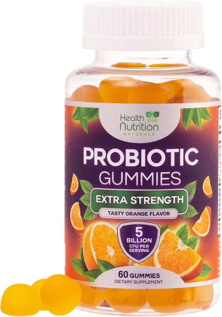Probiotic Gummies for Digestive Health - Daily 5 Billion CFU Supplement for Women & Men - Supports Immune, Vaginal, & Gut Health - Non-GMO - 60 Gummies