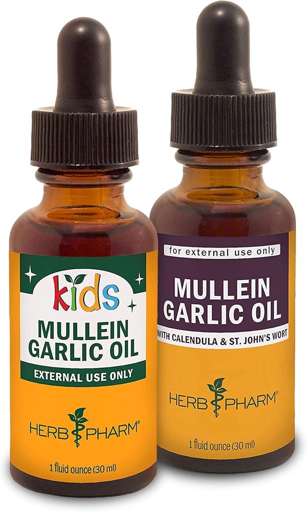 Herb Pharm Mullein Garlic Oil Gift Set - 1 Oz for Adults and Kids