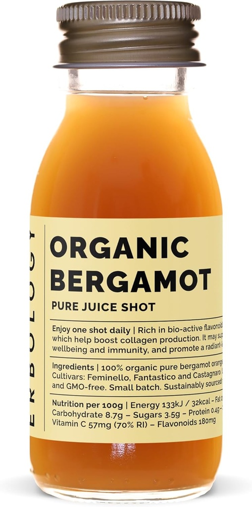 Organic Bergamot Juice Shots for Immunity & Collagen - High in Vitamin C - Bio-active Flavonoids - 100% Pure from Italy - No Sugar