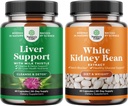 Herbal Liver Support Bundle with Milk Thistle and White Kidney Bean Energy Booster - Natural Liver Supplement with Silymarin - Energy Pills and White Bean Extract